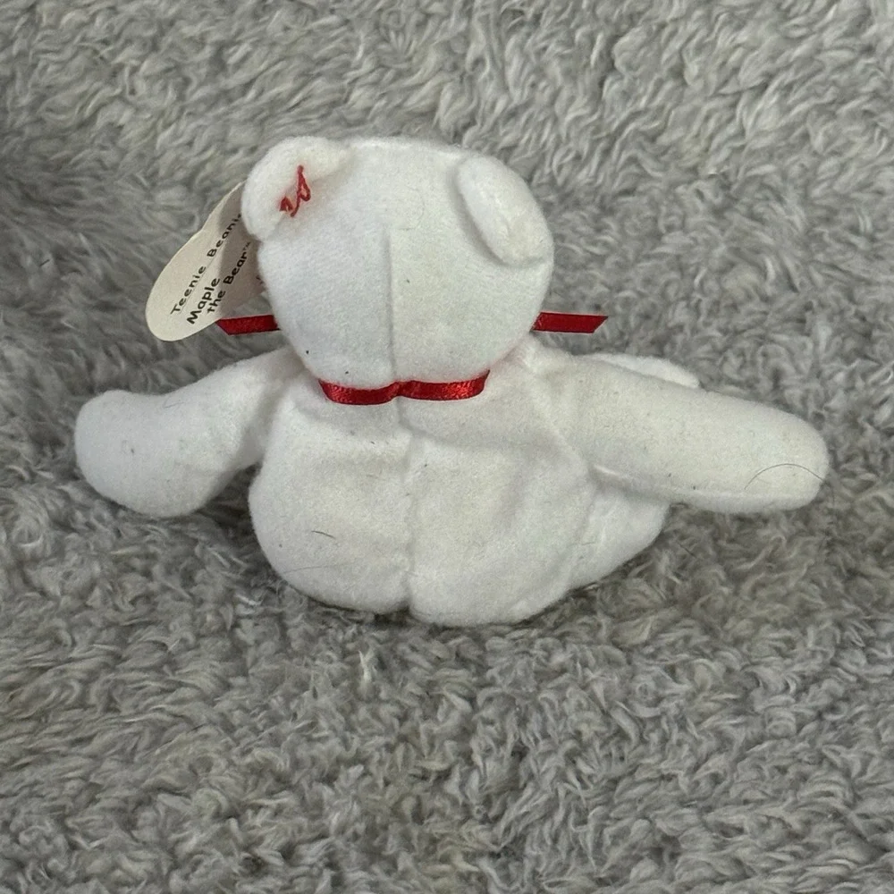 Ty Teenie Beanie Baby Maple the Bear Plush Canada White Teddy McDonald's Toy